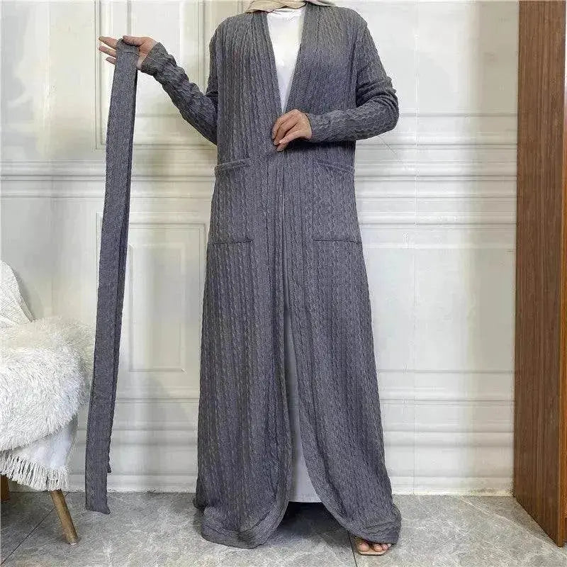 Cardigan à bords arrondis en maille Arabe, Veste longue