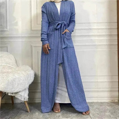 Cardigan à bords arrondis en maille Arabe, Veste longue