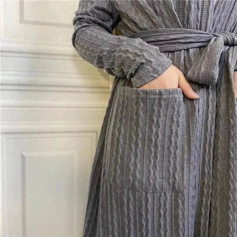 Cardigan à bords arrondis en maille Arabe, Veste longue