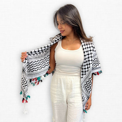 Classic Kufiya (Keffiyeh) | Hand-Tied Flag Tassels – Made in Jordan