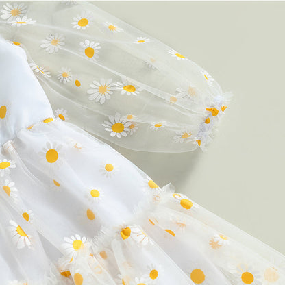 Pudcoco-Robe princesse en tulle à manches longues pour bébé fille, robe trapèze pour tout-petit, élégante, AndrPrint Destroy, maille, fête, 3M-3T
