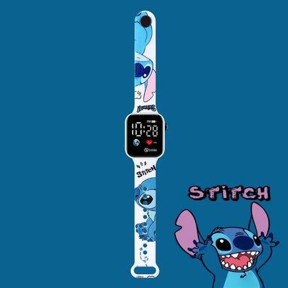 Nouvelle montre étudiante électronique LED couleur imprimée dessin animé Stitch, montre électronique mignonne à bouton carré Y1 imprimée à la mode