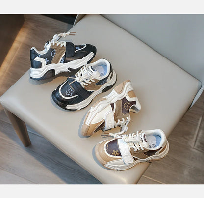 Chaussures de sport pour enfants garçons et filles automne nouvelles chaussures de tennis rétro moyennes et grandes, chaussures décontractées à carreaux pour étudiants