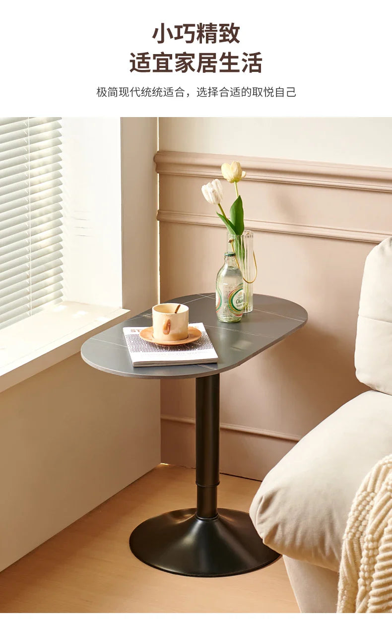 Nordic Wooden Lift Rotating Table, Bedside Table, Solid Rolling Computer Table, Carbon Steel Legs, Tea Table