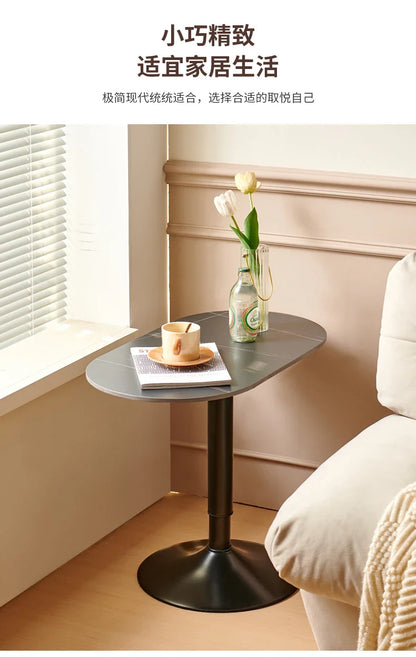 Nordic Wooden Lift Rotating Table, Bedside Table, Solid Rolling Computer Table, Carbon Steel Legs, Tea Table