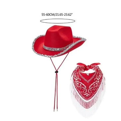 Ensemble chapeau écharpe Cowgirl 31BB, écharpe Cool pour Festival musique, fête costumée