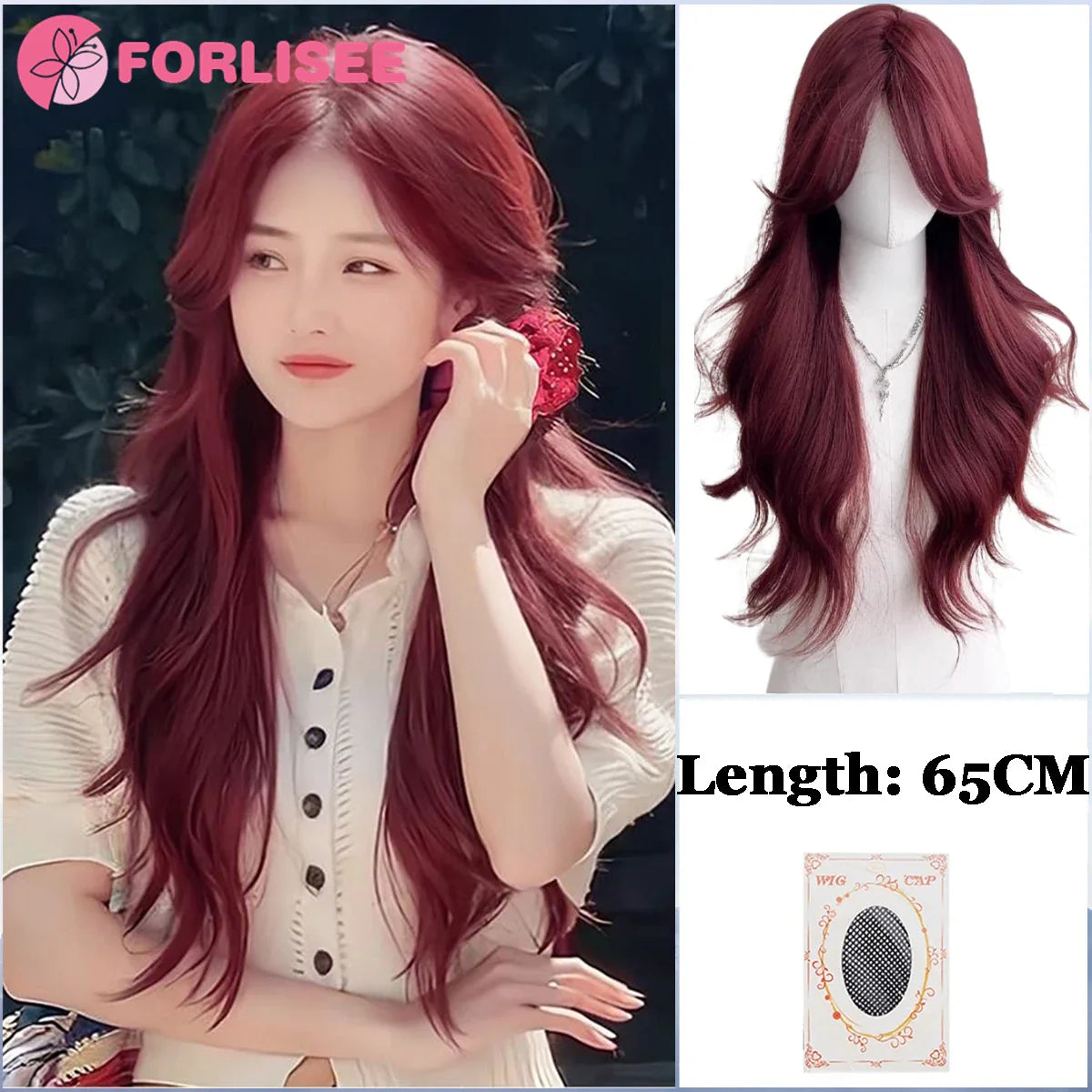 Pink Blonde Highlights Long Wavy Wig Synthetic Colorful Lolita Cosplay Hair Wigs with Bangs for Women Heat Resistant Daily Use