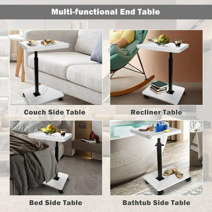 Chariot roulant réglable, Table de chevet, bureau pour ordinateur portable, lit médical pour la maison, plateau alimentaire 360 °   Bureau à domicile de table de plateau de canapé rotatif