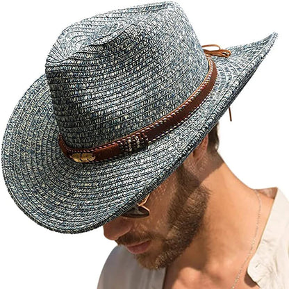 The latest Cowboy hat rose red retro straw hat 2023 new men's and women's jazz Cowboy hat straw hat sun hat summer hat sombrero