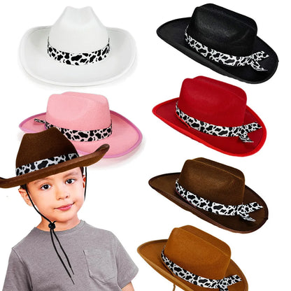 Children's Cowboy Hat, High-Quality Cowgirl Hat, Cow Print Jazz Hat, Festive for Festival, Western Themed Event, Party