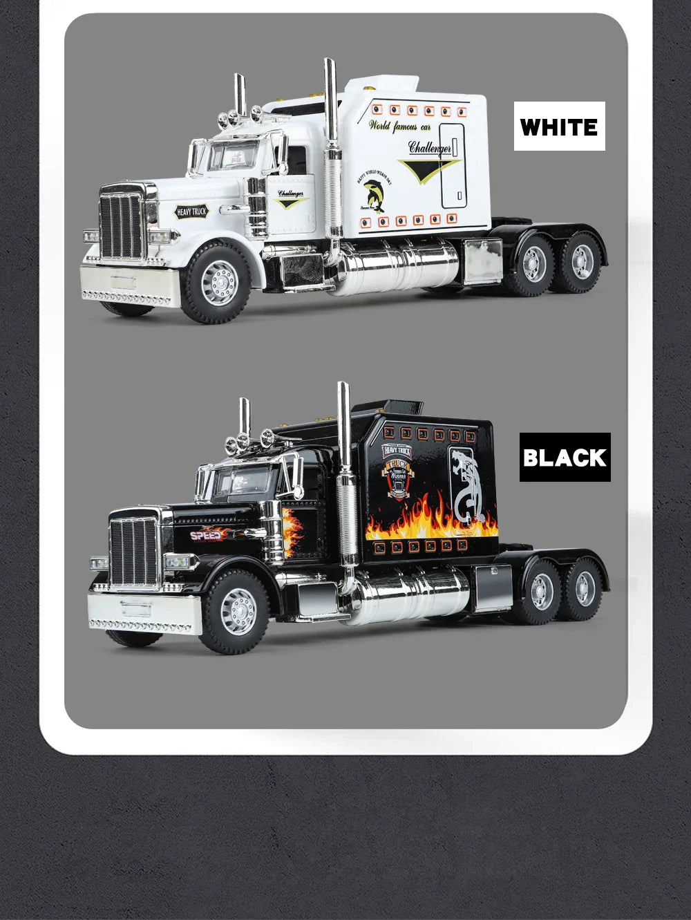1/24 American Tractor Peterbilt 389 Alloy Simulation Diecast Model Car Collection Christmas Gifts Sound & Light Toys For Kids