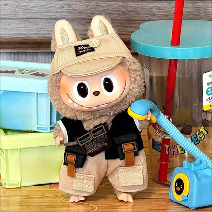 Cute Cowboy Clothes for Labubu Fashion Overalls Set Clothing Hats for Labubu V1 V2 V3 Cartoon Clothes Outfit Dolls Accessories