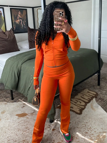 Ensembles 2 pièces FAGADOER automne hiver pour femmes Tenue décontractée Hauts courts à fermeture éclair et poche + Pantalons leggings taille haute Survêtements de jogging Streetwear