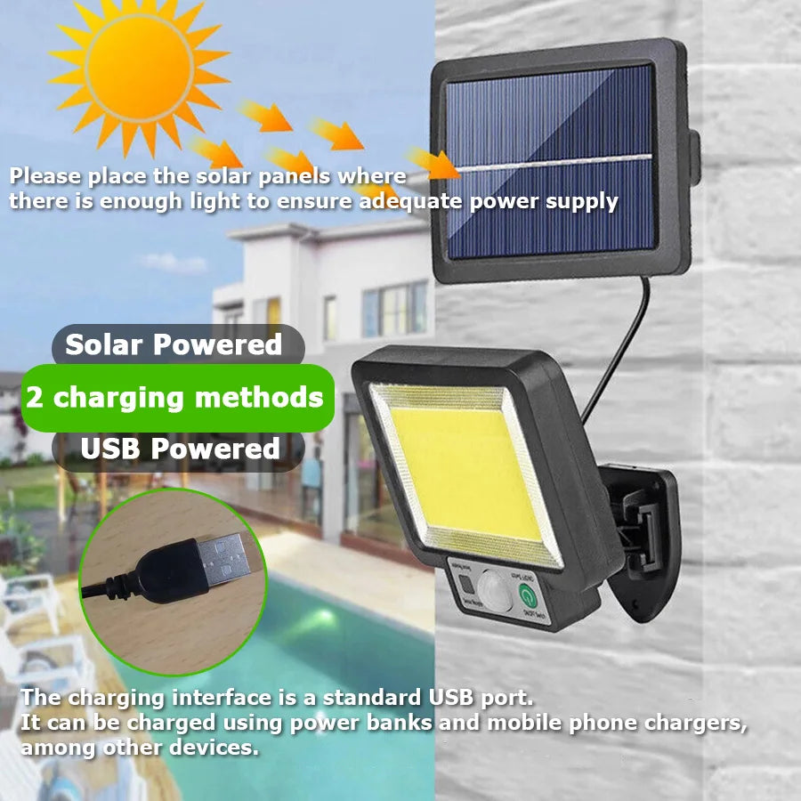 117 COB lampe murale solaire capteur de mouvement Led lumières solaires 3 Modes avec télécommande lampe extérieure étanche pour jardin cour décor