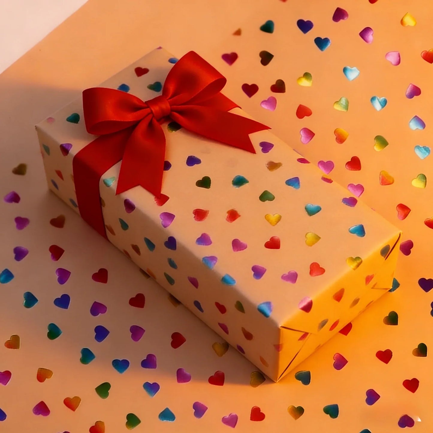 Papier d'emballage cadeau coeur saint valentin, papier d'emballage en peau de vache feuille d'or, papier (43x300 cm), adapté aux fêtes de couples
