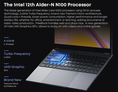 PC portable tablette 2-en-1 CHUWI FreeBook 512 Go SSD 16 Go LPDDR5 Intel N150 Écran IPS FHD 13,5" WIFI 6 BT5.2 Windows 11
