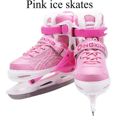 Chaussures de patins à glace extensibles, chaussures de hockey sur glace réglables, chaussures de patinage de vitesse épaisses et chaudes pour filles, garçons, femmes et hommes