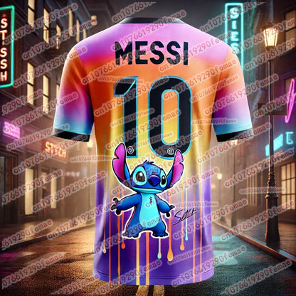 T-shirt Stitch et Messi – Maillot d'été confortable, mignon et élégant pour enfants et adultes, garçons et filles