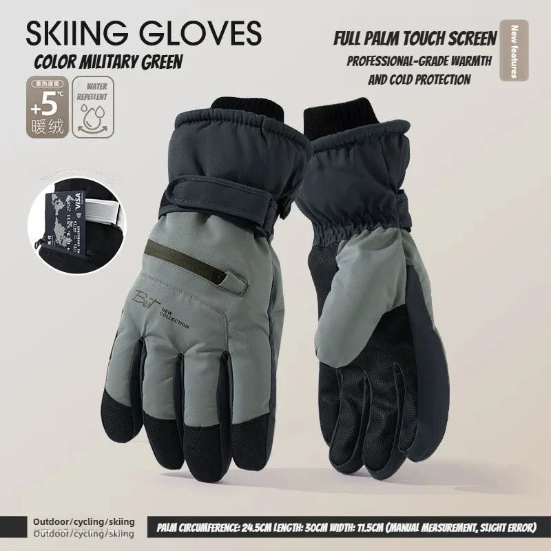 Gants de cyclisme d'hiver, antidérapants, au toucher, pour Ski, accessoires de Snowboard, poche étanche, chauds pour hommes et femmes