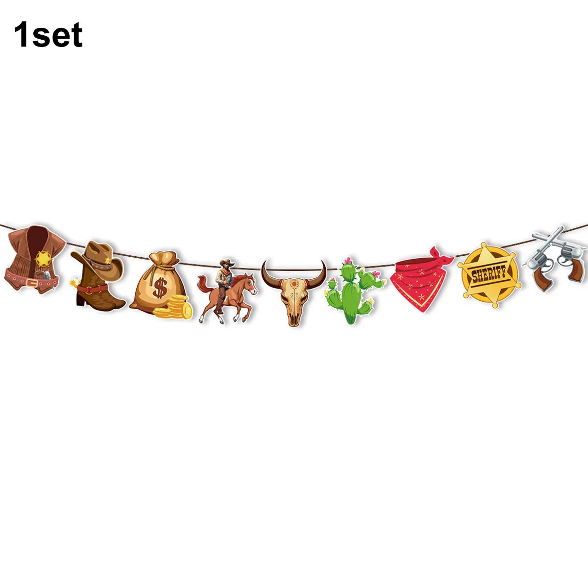 Wild Western Cowboy Party Swirls Streamers Western Theme Birthday Hanging Banner Photography Backdrop Western Cowboy Party Decor