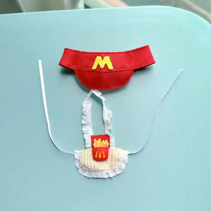 Labubu 17cm Clothes Outfit Accessories For Labubu Dolls Clothing Kids Gift French Fries Apron And M Hat Work Uniforms FF15G