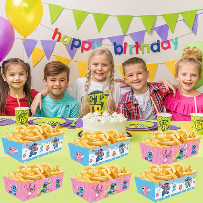24Pcs/Set Lilo Stitch Party Snack Boxes Birthday Party Decoration French Fries Snack Candy Popcorn Food Holders Partys Supplies