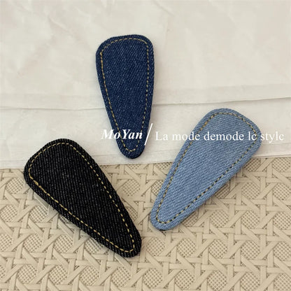 Rétro simple denim bleu haut de gamme nouvelle épingle à cheveux cheveux cassés épingle à cheveux frange BB clip tempérament polyvalent clip latéral