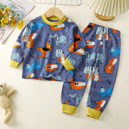 Autumn Winter Baby Pajamas Set – Long Sleeve Cotton Sleepwear for Boys Kids Homewear Outfit for Comfortable Sleeping