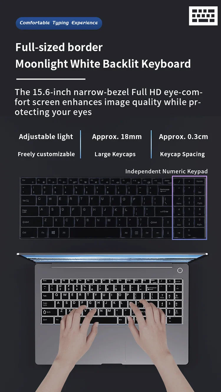Genmachine Laptop AMD Ryzen™ 9 4900H 15.6 Inch LPDDR4 RAM M.2 NVME SSD Business Gaming Laptop Computer Notebook Radeon Graphics
