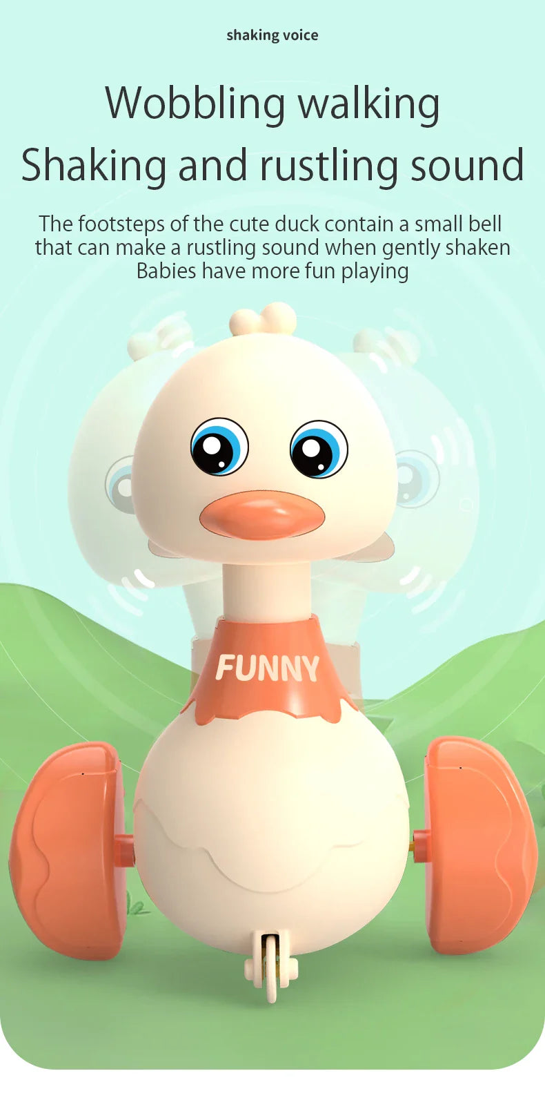 Balançoire de Bébé Jouet Canard Dessin Animé Véhicules à Pousser Jouets Animaux à Glissement Inertie Voitures à Retractation Jouets d'Éducation Précoce pour Tout-Petits Garçons Filles