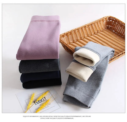 Leggings polaires désossés pour filles, pantalons polaires épais pour enfants, couleur unie, vêtements d'extérieur, automne et hiver