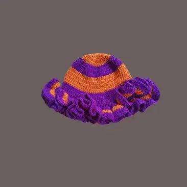 Chapeau seau à volants en Crochet coloré, chaud et extensible, en tricot, pour célébration du nouvel an, mode femme, bonnet fait à la main, outil tentacule