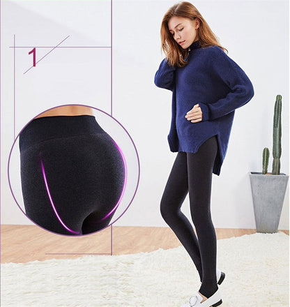 Femmes hiver Leggings chaud Leggins taille haute couleur unie velours femmes épaissi velours Leggings décontracté extensible Leggings
