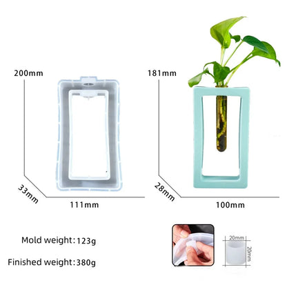 DIY 6pcs Skeletonized Hydroponic Test Tube Flower Vase Silicone Mold Gypsum Ornament Epoxy Resin Mold Home Decoration Storage