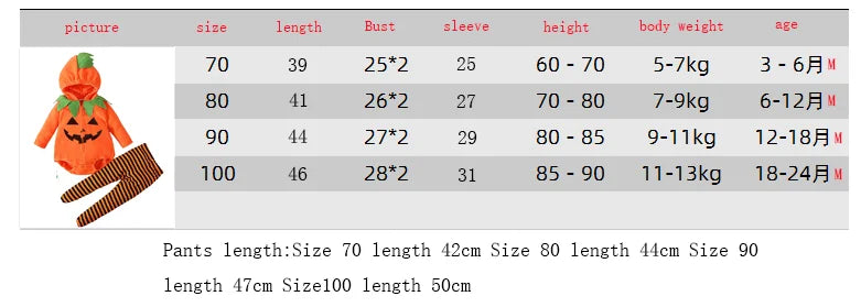 3-24M pumpkin Cosplay Baby Girls Boys Halloween Costume Sets Long Sleeve Cosplay jumpsuit for boys Carnival Party Clothes