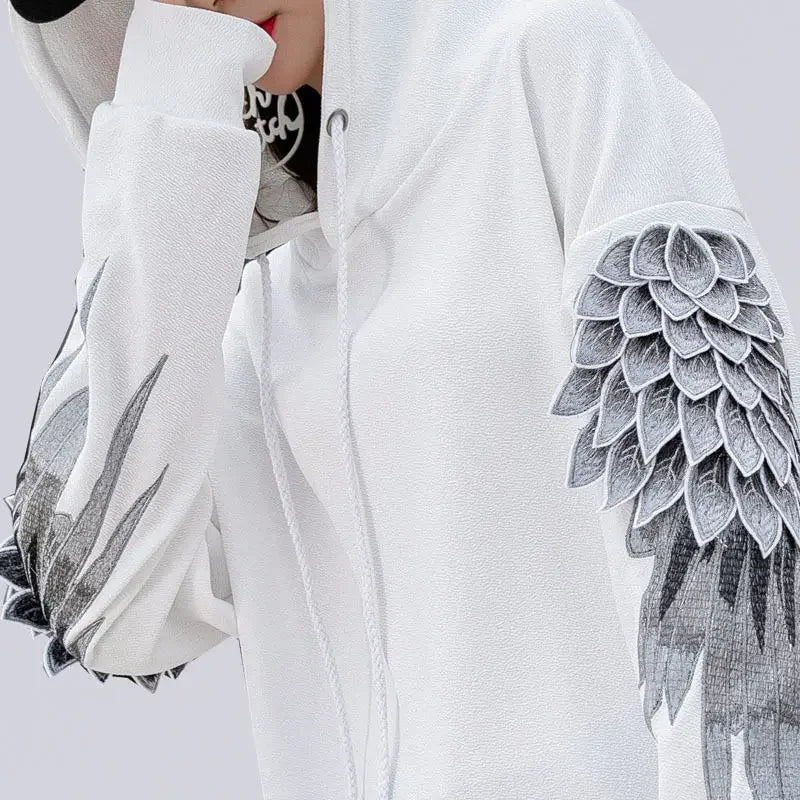 Hoodie brodé pour hommes, streetwear de luxe blanc sans marque, automne, pas cher, Emo, style Hip Hop