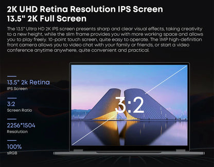 CHUWI FreeBook Tablet Laptop 2 in 1 Intel i3 1215U 12GB LPDDR5 512G SSD Windows 11 Laptop 13.5" IPS FHD Display 2256*1504 WIFI 6