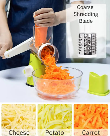 3in1 Vegetable Slicer Multifunctional Rotary Handheld Grater with 3 Sharp Rollers Vegetable Slicer Cheese Shredder Kitchen Tools