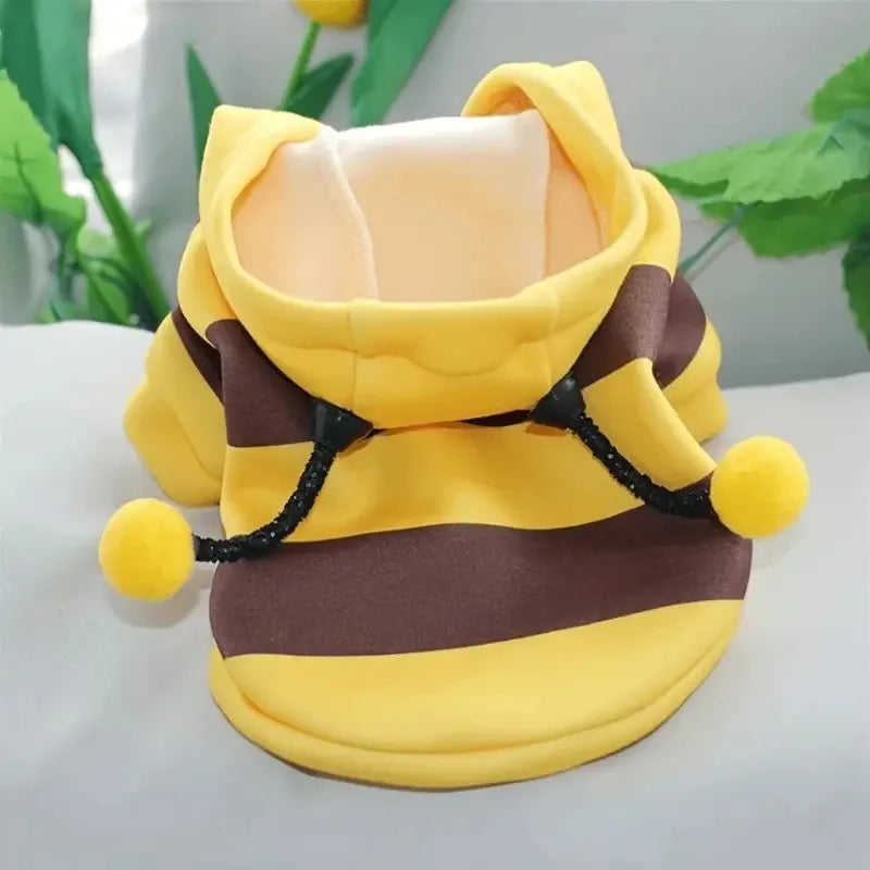 Sweat à capuche pour animaux de compagnie thème Abeille mignonne 2025 - Un pull douillet en tricot pour chiots et chats, parfait pour les costumes de cosplay de fêtes de fin d'année