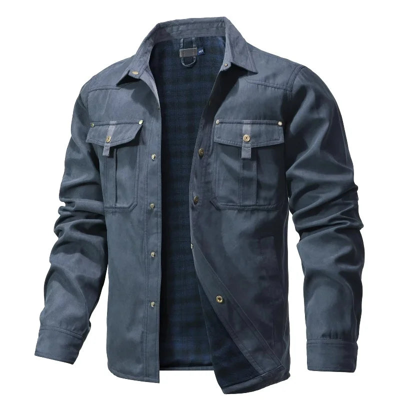 Vestes pour hommes, printemps, chemise doublée en flanelle, manteau, veste décontractée à boutons-pression, style cowboy occidental, haut de haute qualité, taille US