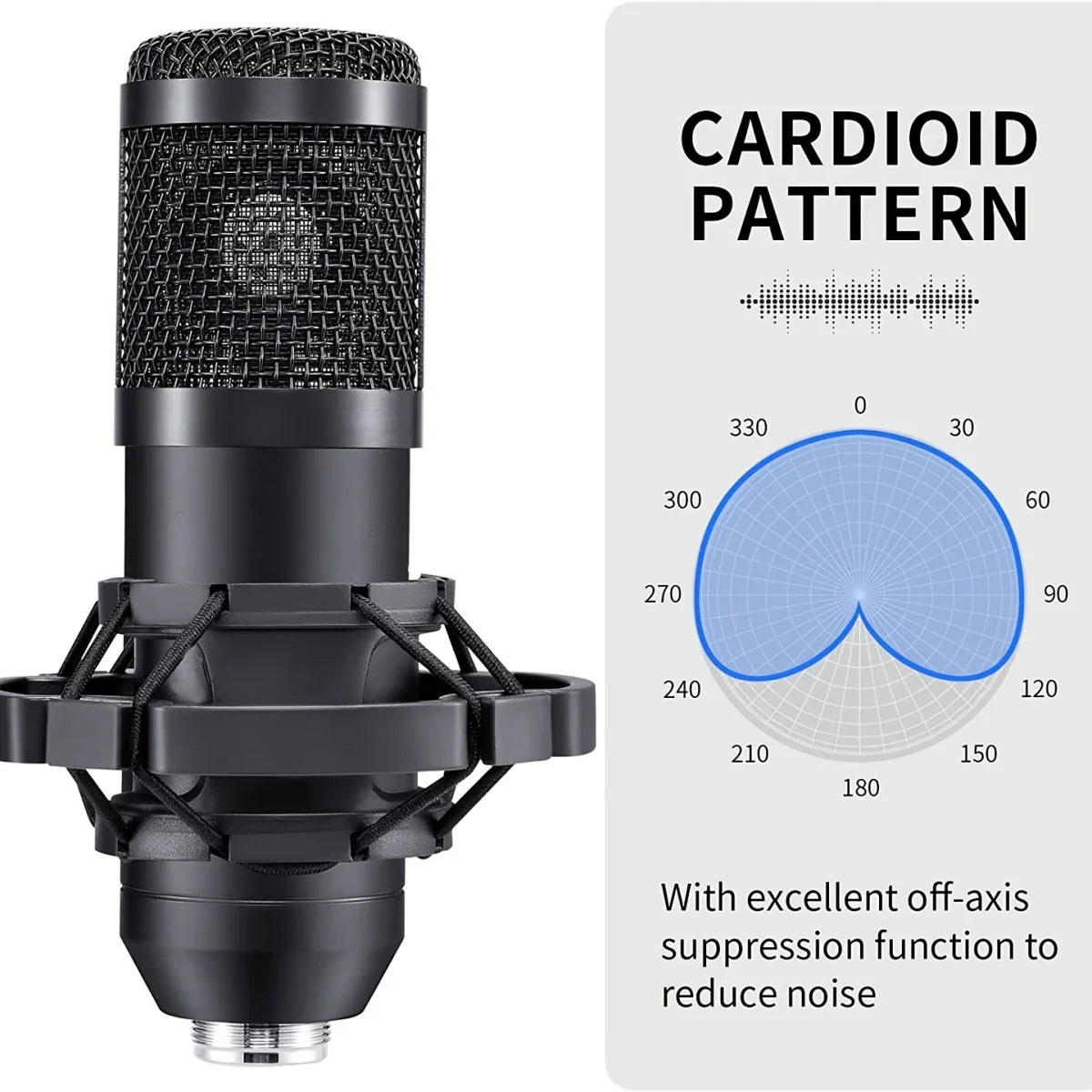 Professional Studio Microphone Live Broadcast Singing Recording Microphone Kits with Suspension Scissor Arm and Metal Shock Mount