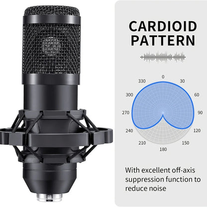 Professional Studio Microphone Live Broadcast Singing Recording Microphone Kits with Suspension Scissor Arm and Metal Shock Mount