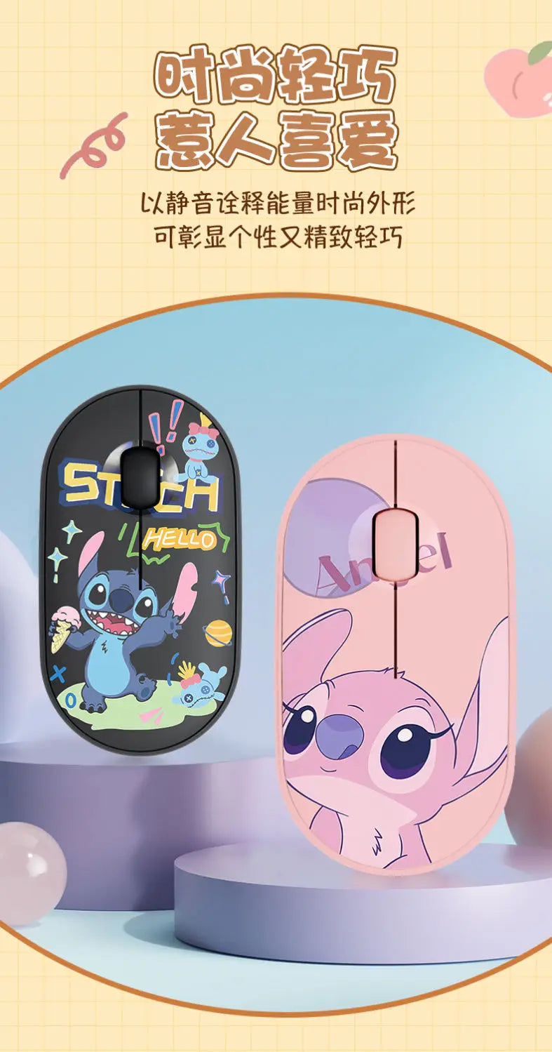 Lilo & Stitch Exquisite and Compact Bluetooth 5.0 Wireless Mouse Office Laptop Tablet Portable Silent True Wireless Mouse