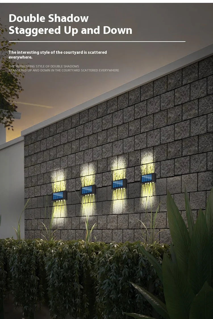 4/6/8/10LED s lampe murale solaire cour rue décor lumière extérieure étanche haut et bas éclairage lumineux jardin paysage lampe