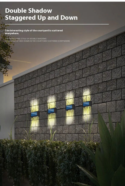 4/6/8/10LED s lampe murale solaire cour rue décor lumière extérieure étanche haut et bas éclairage lumineux jardin paysage lampe