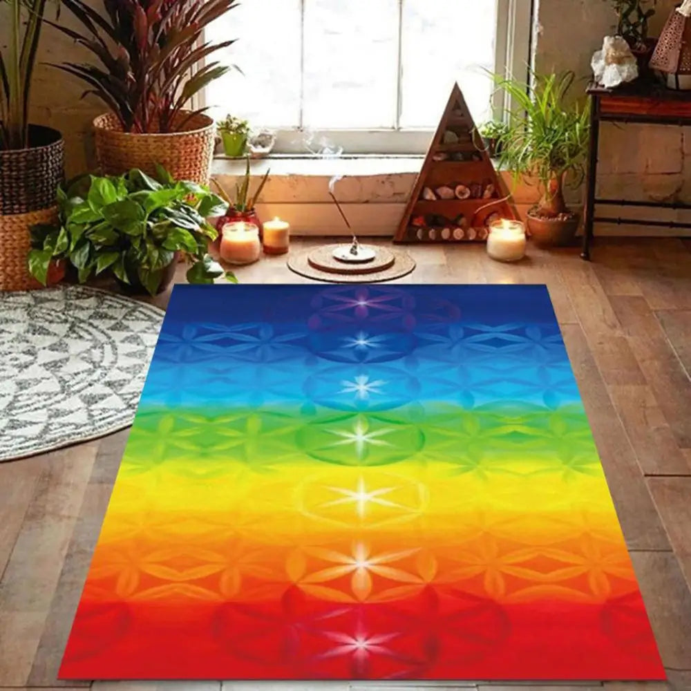Rainbow 7 Chakra Bohemia Blanket Tapestry Summer Beach Towel Yoga Mat Pad Yoga Mats Summer Beach Towel Yoga Dance Mat Sports Mat