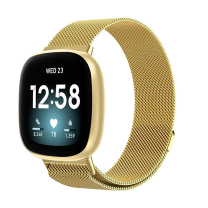 Bracelet à mailles milanaises en métal pour montre connectée Fitbit Versa 4/Versa 3 Bracelet officiel pour Fitbit Sense 2-1 Correa magnétique