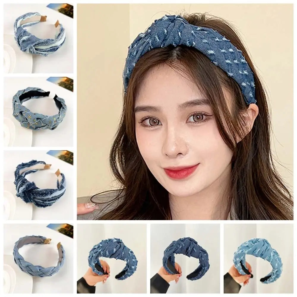 Bandeau de Cowboy en tissu Denim, coiffure de Style coréen, cerceau pour cheveux, accessoires pour cheveux, couvre-chef, bandeau noué en Denim, quotidien