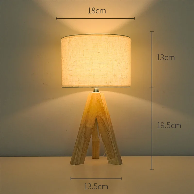 RALCA-treppiede lampe de Table lampe de chevet mignonne avec abat-jour, lampe de chevet pour chambre à coucher, chambre d'enfant, salon, Base en bois