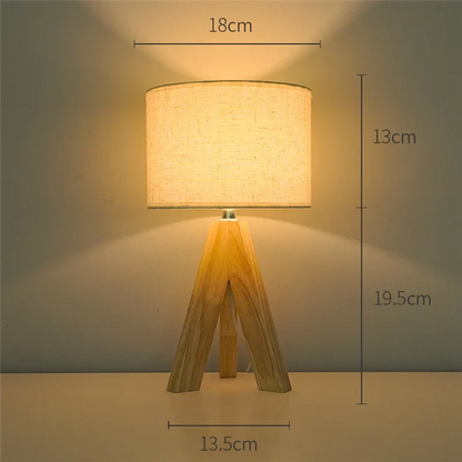 RALCA-treppiede lampe de Table lampe de chevet mignonne avec abat-jour, lampe de chevet pour chambre à coucher, chambre d'enfant, salon, Base en bois
